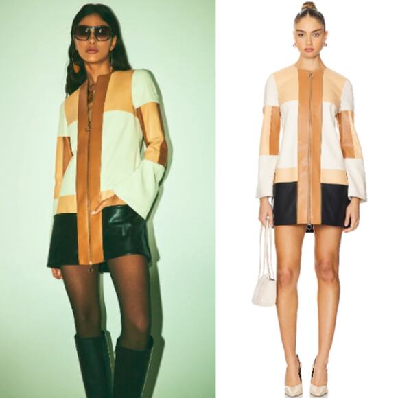 Alexis | NWT Cameron Dress in Multi Patchwork Faux Leather Shift AS IS M - Picture 1 of 16